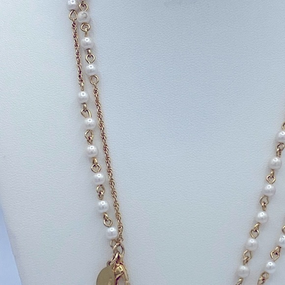 Signed Nolan Miller GoldTone Chain With Faux Pearls And A Pearl Pendant Necklace - Picture 7 of 16